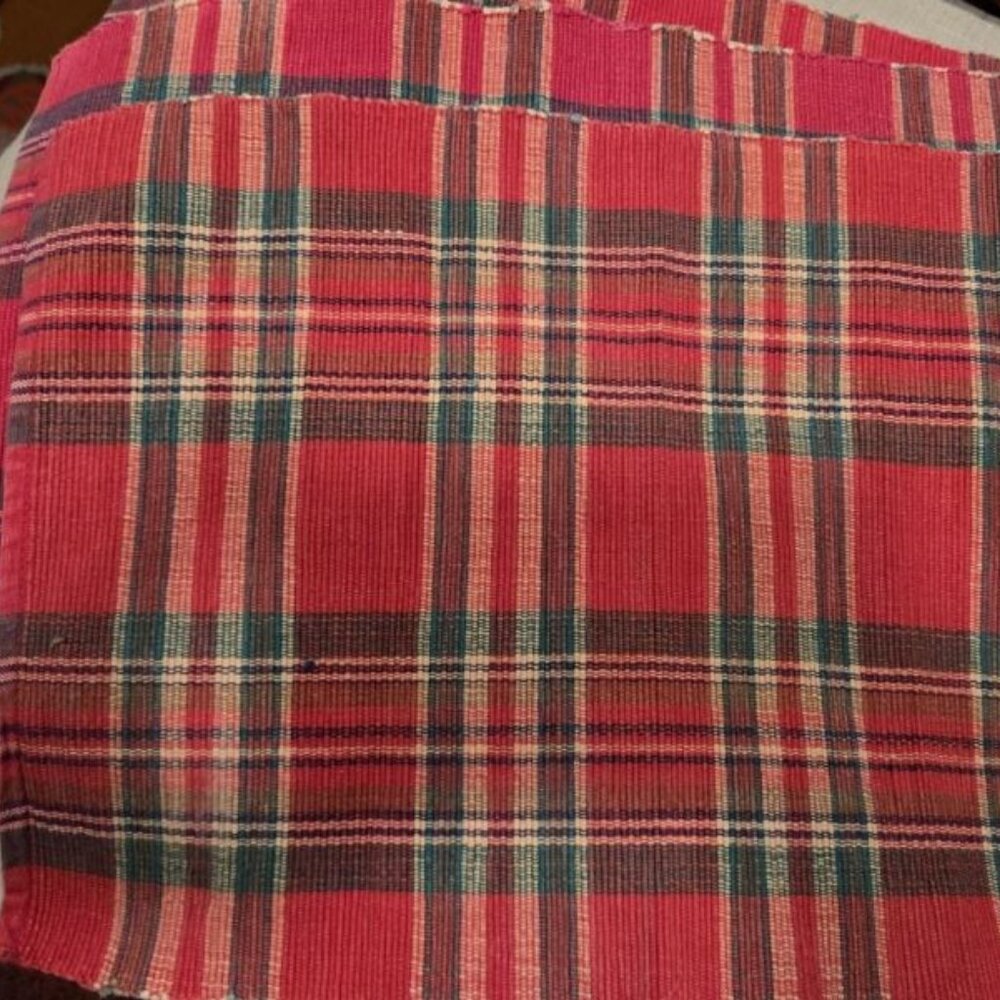 Lot Of 3 Red Plaid Cotton Weaved Placemats